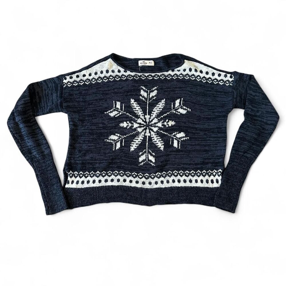 Hollister Navy Holiday Winter Sweater Medium/Large